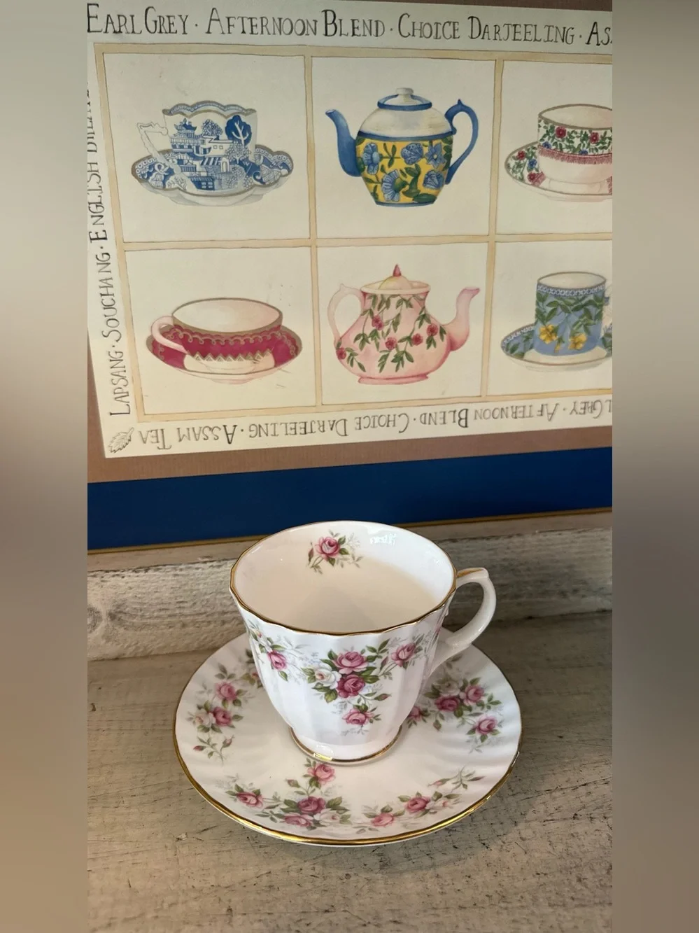 Duchess English Country Garden Pink Roses Fine Bone China Teacup Fluted Body
